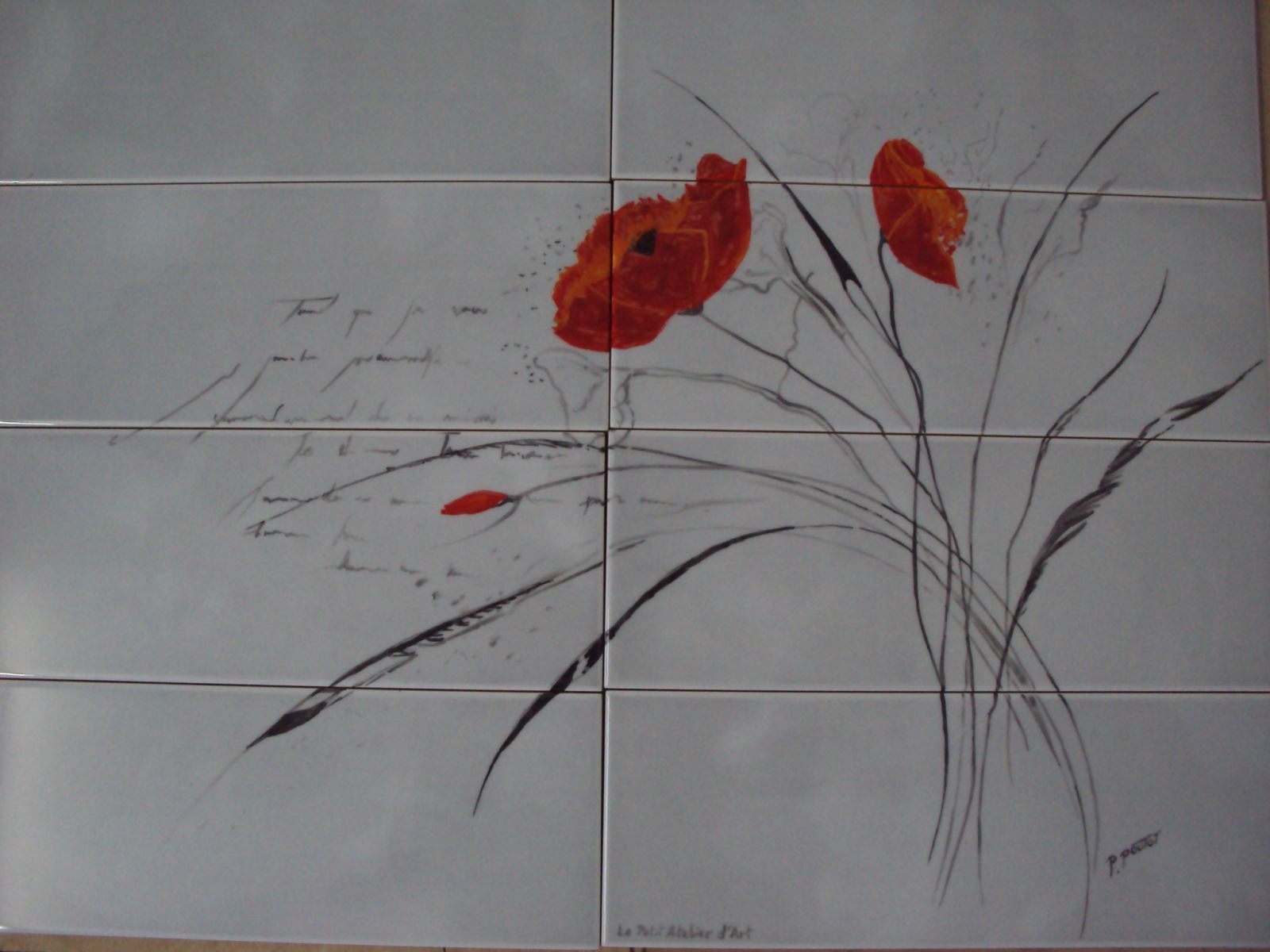 Paysage sur faïence,décor moderne,fresque sur carrelage,art de la ...